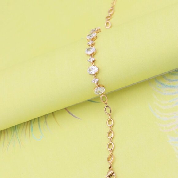 "Rose Gold Oval Cut CZ Bracelet with Sparkling Stone Clusters, XPBL0973 - Picture 4 of 12